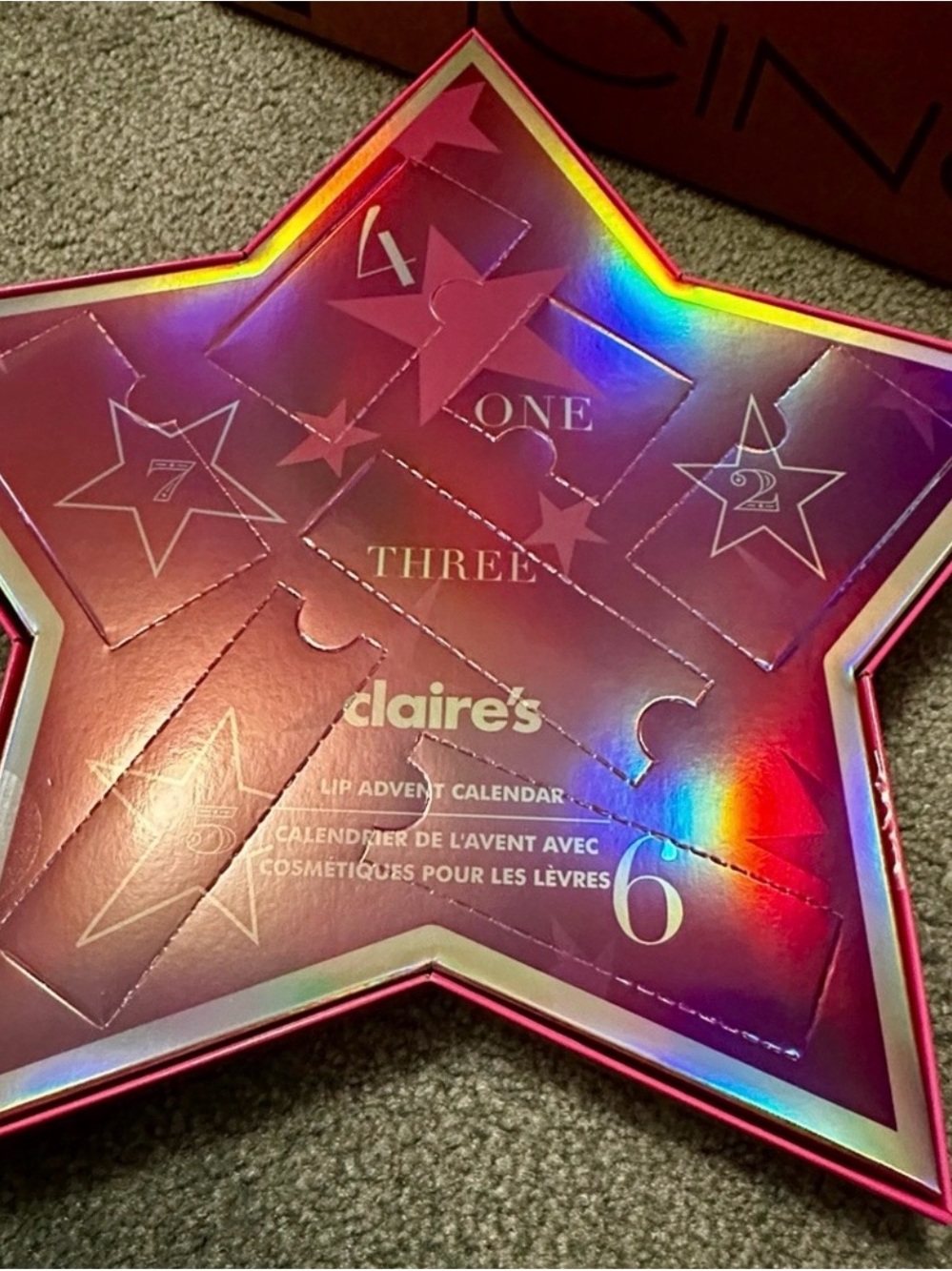 Claire's Star Holiday Pink Holographic Lip Advent Calendar 7 Pack